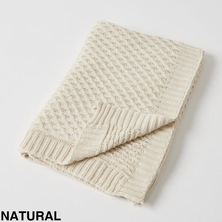 Jiggle And Giggle Basket Weave Knit Blanket Natural