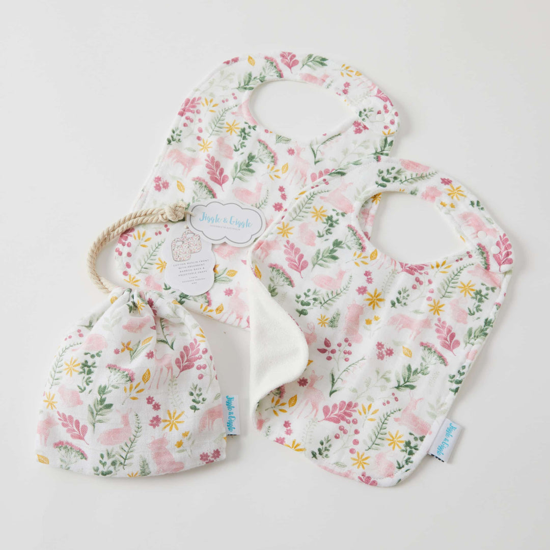 Jiggle And Giggle Muslin Bibs - 2 Pack Earth Spirit