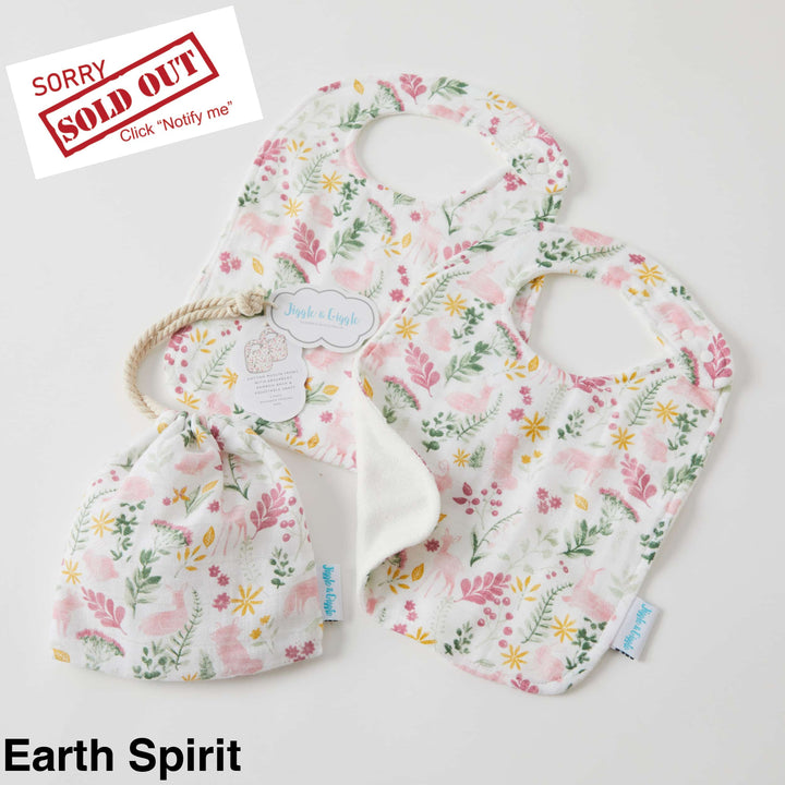 Jiggle And Giggle Muslin Bibs - 2 Pack Earth Spirit