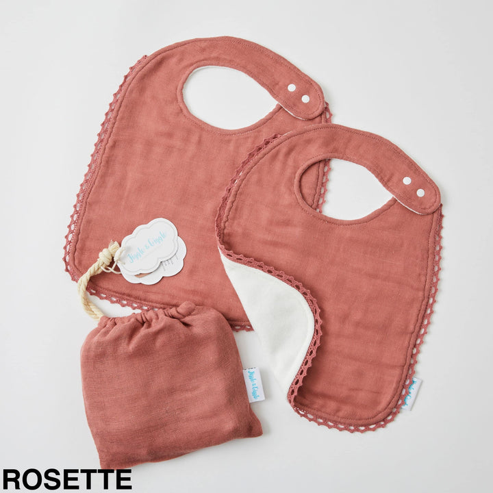Jiggle And Giggle Muslin Bibs - 2 Pack Rosette