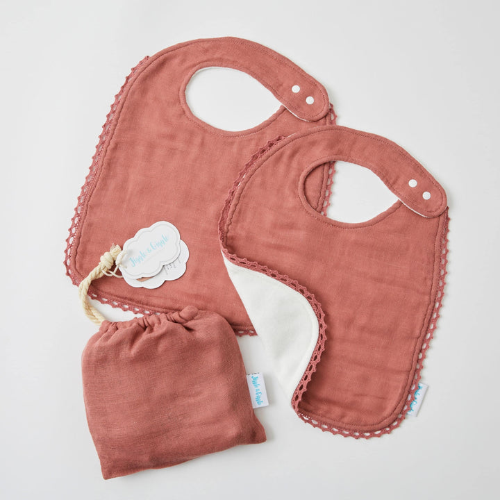 Jiggle And Giggle Muslin Bibs - 2 Pack Rosette