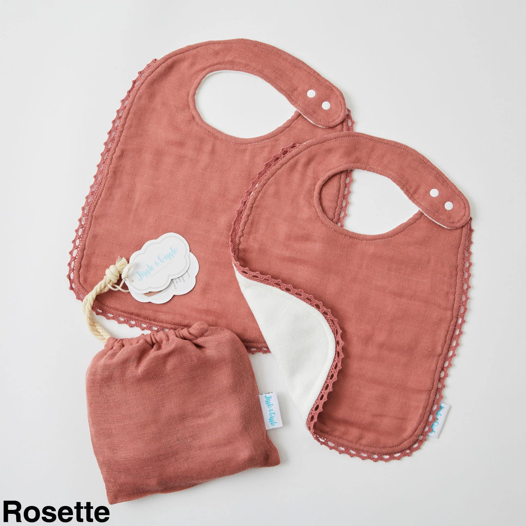 Jiggle And Giggle Muslin Bibs - 2 Pack Rosette