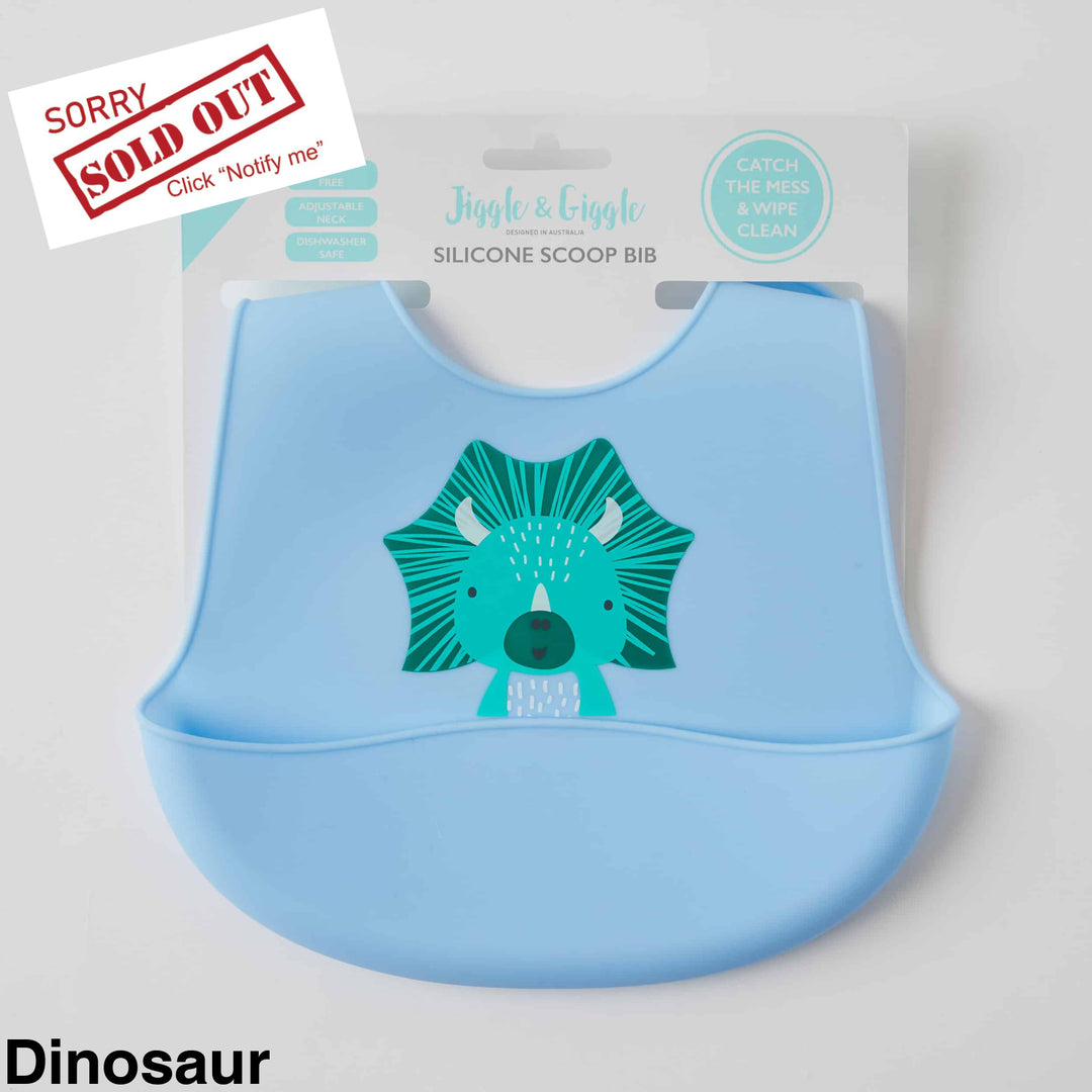 Jiggle And Giggle Silicone Scoop Bib Dinosaur