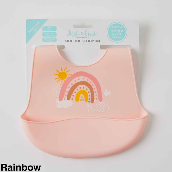 Jiggle And Giggle Silicone Scoop Bib Rainbow