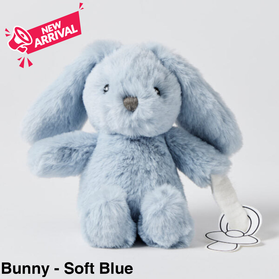 Jiggle & Giggle Dummy Clip Toy Bunny - Soft Blue