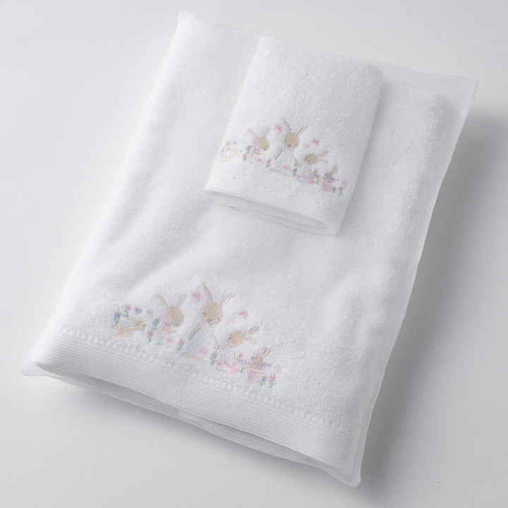 Embroidered Baby Towel & Face Washer Gift Set Bunny Garden