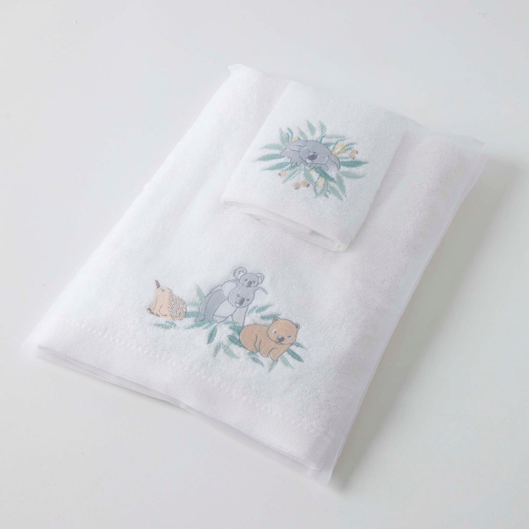 Embroidered Baby Towel & Face Washer Gift Set Koala Cuddles