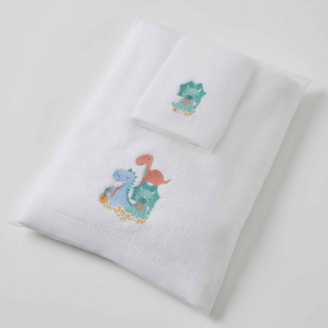 Embroidered Baby Towel & Face Washer Gift Set Dino Family