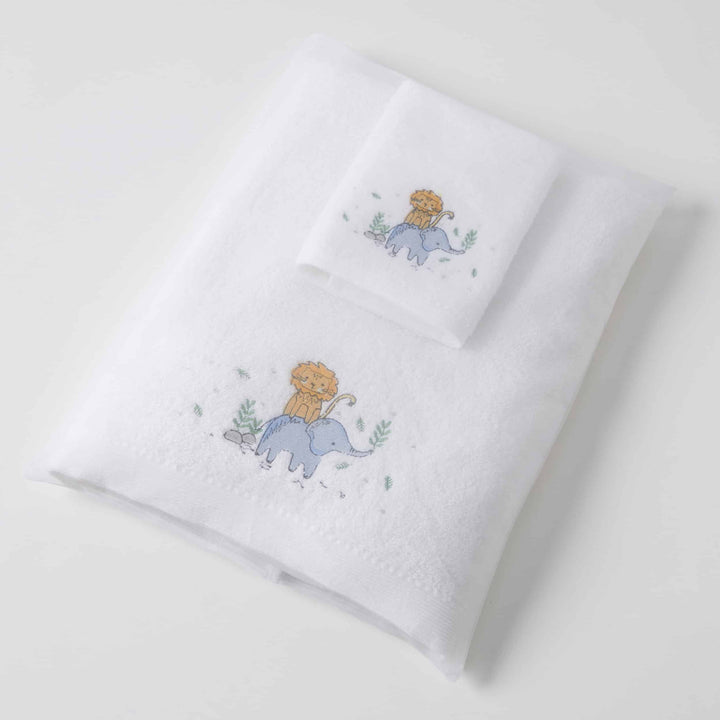 Embroidered Baby Towel & Face Washer Gift Set In The Jungle