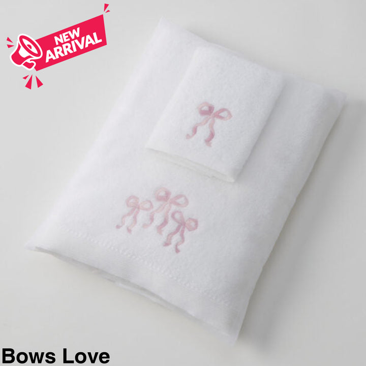Jiggle & Giggle Embroidered Baby Towel & Face Washer Gift Set Bows Love