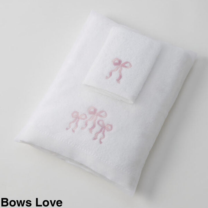 Jiggle & Giggle Embroidered Baby Towel & Face Washer Gift Set Bows Love