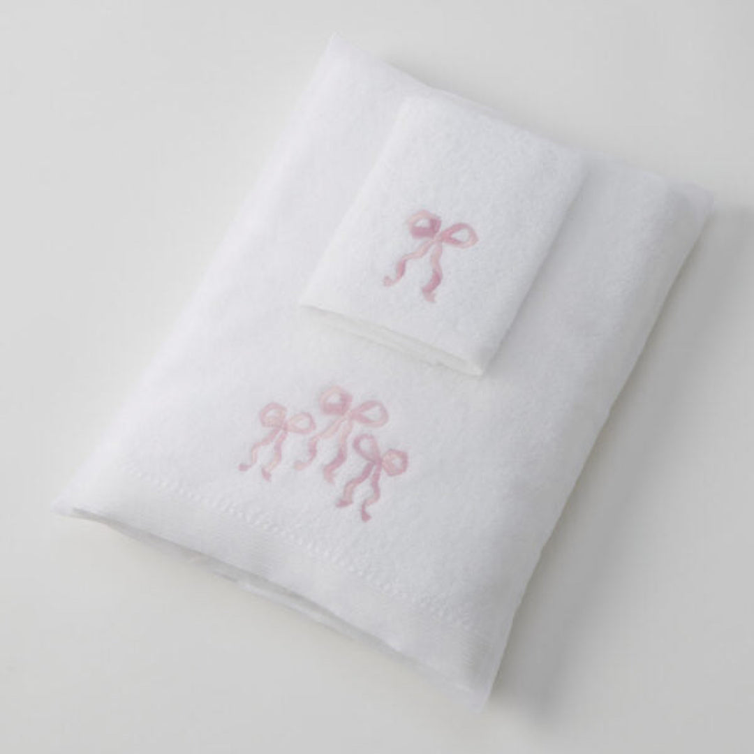 Jiggle & Giggle Embroidered Baby Towel & Face Washer Gift Set Bows Love