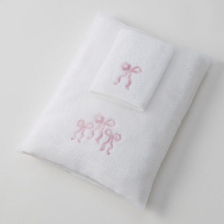 Jiggle & Giggle Embroidered Baby Towel & Face Washer Gift Set Bows Love
