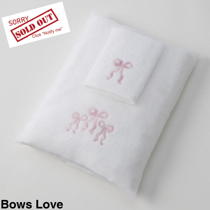 Jiggle & Giggle Embroidered Baby Towel & Face Washer Gift Set Bows Love