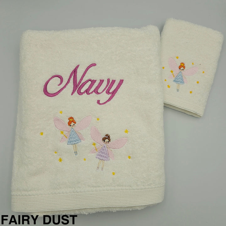Jiggle & Giggle Embroidered Baby Towel & Face Washer Gift Set Fairy Dust
