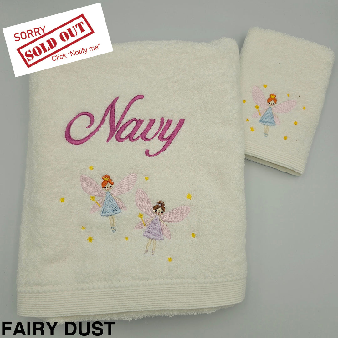 Jiggle & Giggle Embroidered Baby Towel & Face Washer Gift Set Fairy Dust