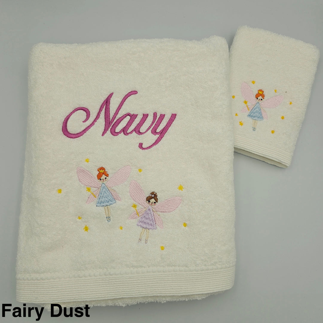 Jiggle & Giggle Embroidered Baby Towel & Face Washer Gift Set Fairy Dust