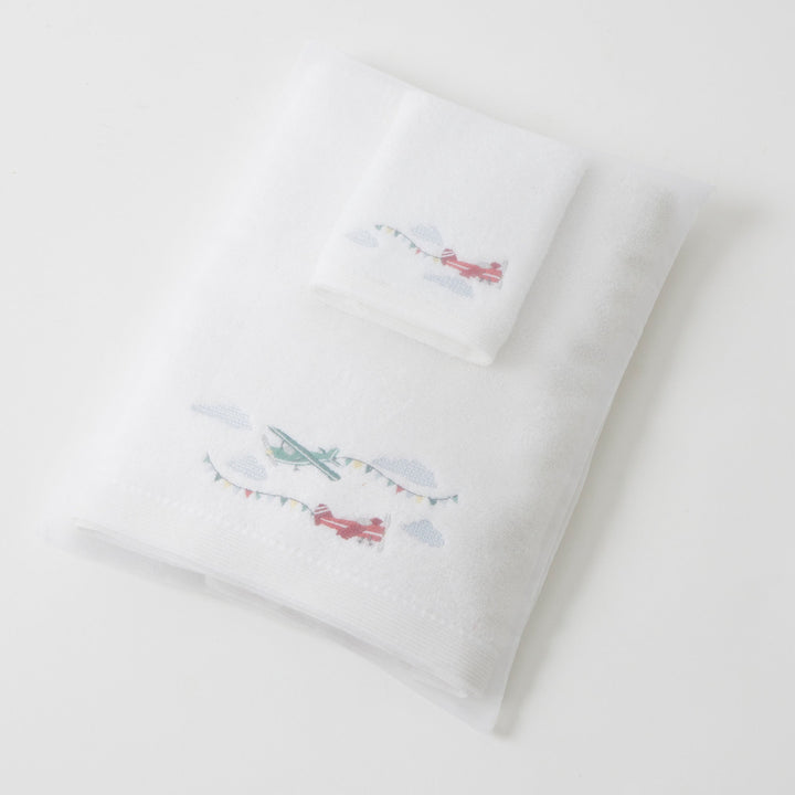 Embroidered Baby Towel & Face Washer Gift Set Flying High