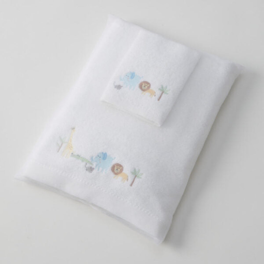 Jiggle & Giggle Embroidered Baby Towel & Face Washer Gift Set Jungle Adventure