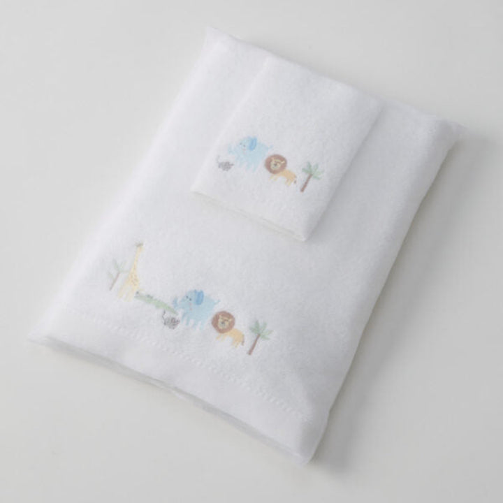 Jiggle & Giggle Embroidered Baby Towel & Face Washer Gift Set Jungle Adventure