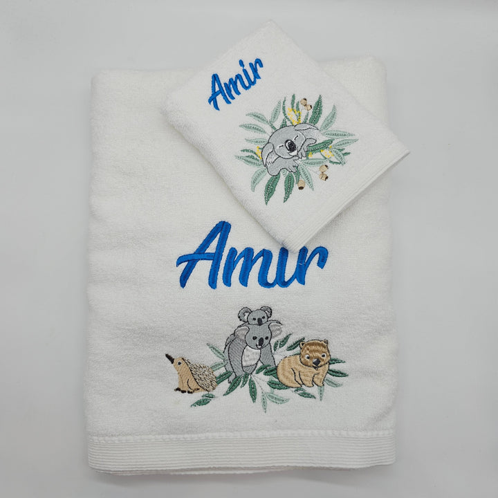 Embroidered Baby Towel & Face Washer Gift Set Koala Cuddles