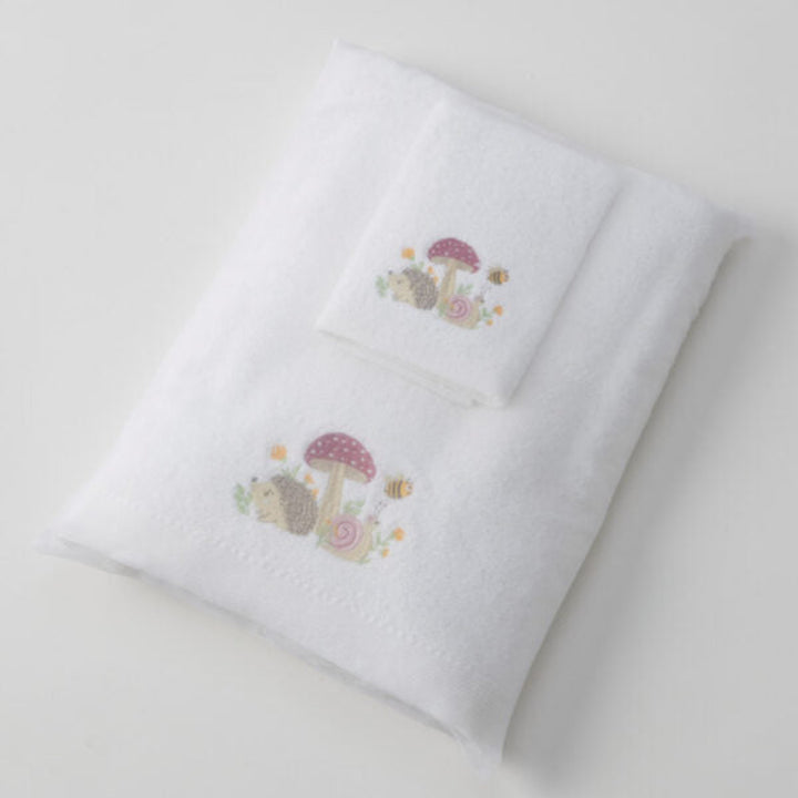Jiggle & Giggle Embroidered Baby Towel & Face Washer Gift Set Mushroom Meadow