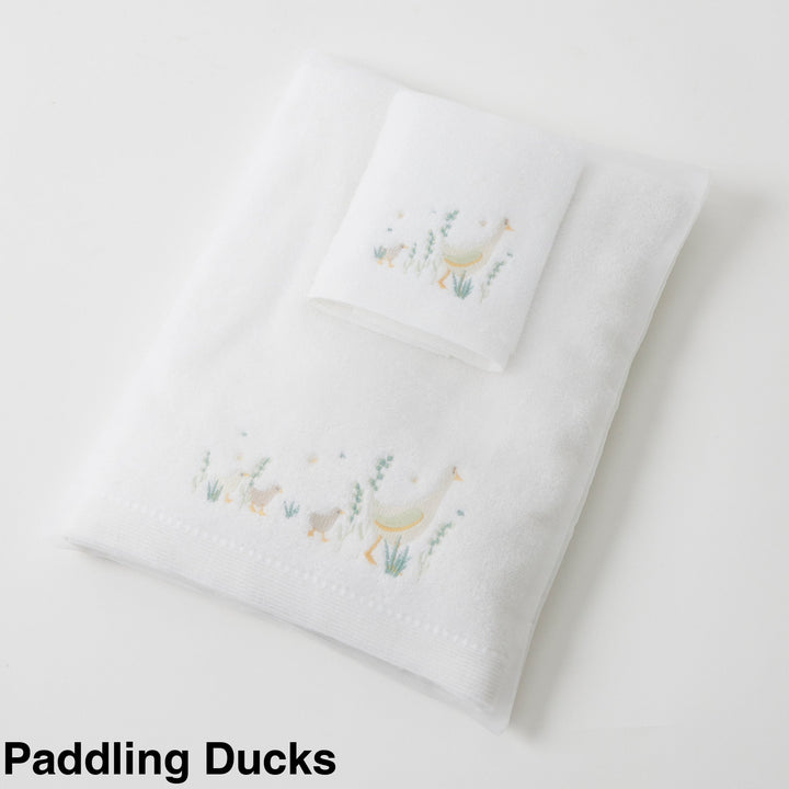 Embroidered Baby Towel & Face Washer Gift Set Paddling Ducks