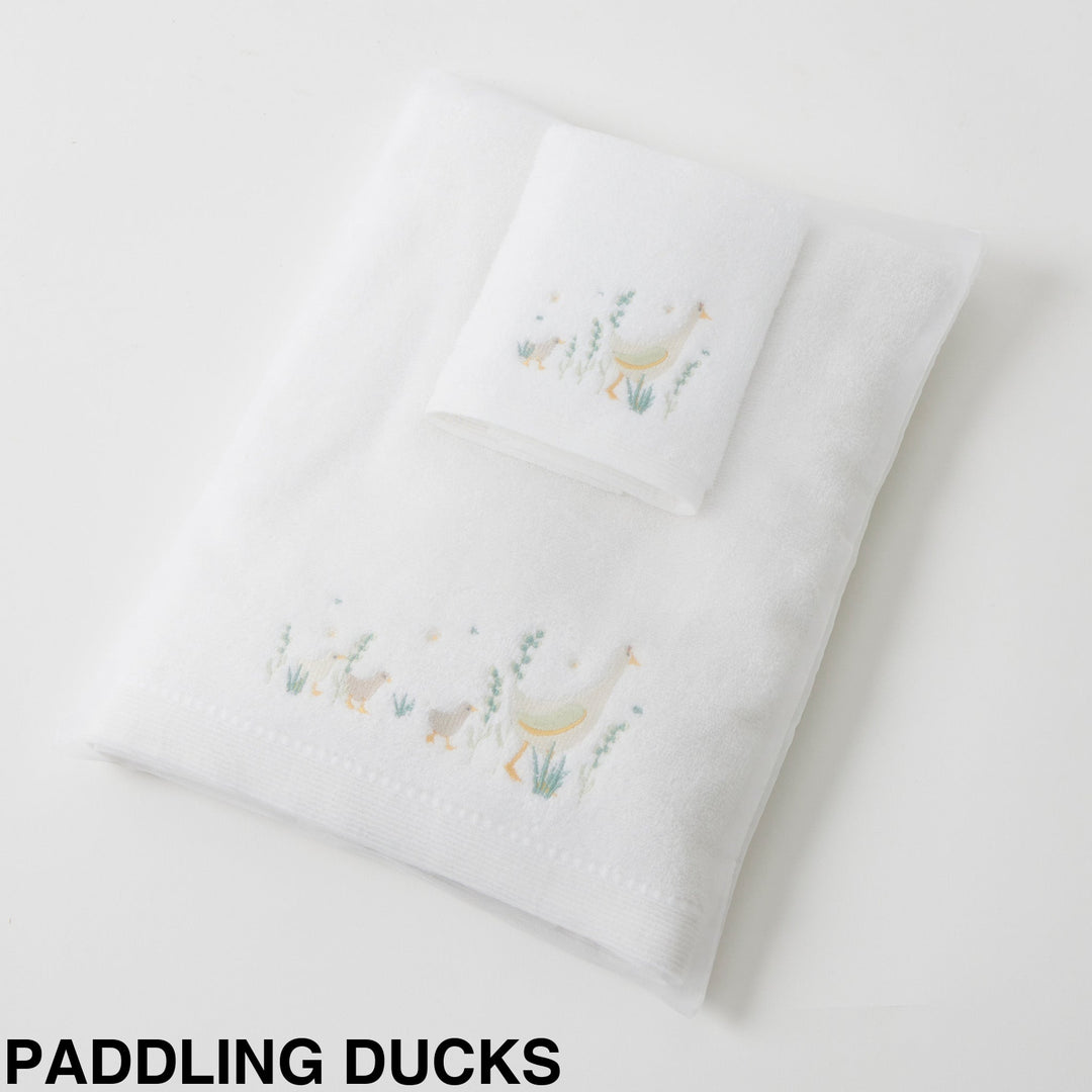 Embroidered Baby Towel & Face Washer Gift Set Paddling Ducks