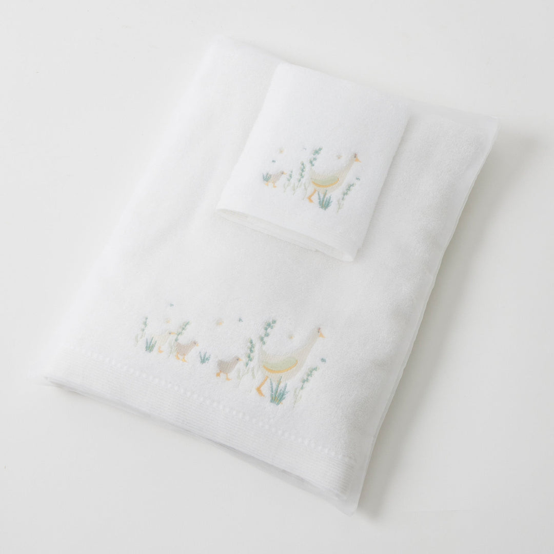 Embroidered Baby Towel & Face Washer Gift Set Paddling Ducks