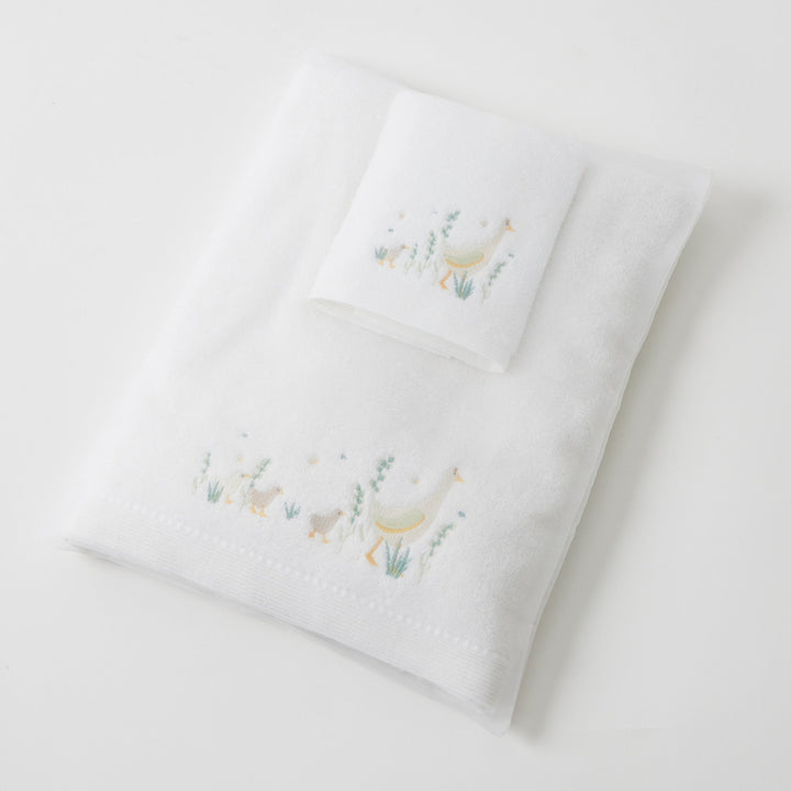 Embroidered Baby Towel & Face Washer Gift Set Paddling Ducks