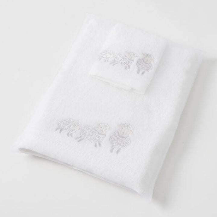 Jiggle & Giggle Embroidered Baby Towel Face Washer Gift Set Sheep Family