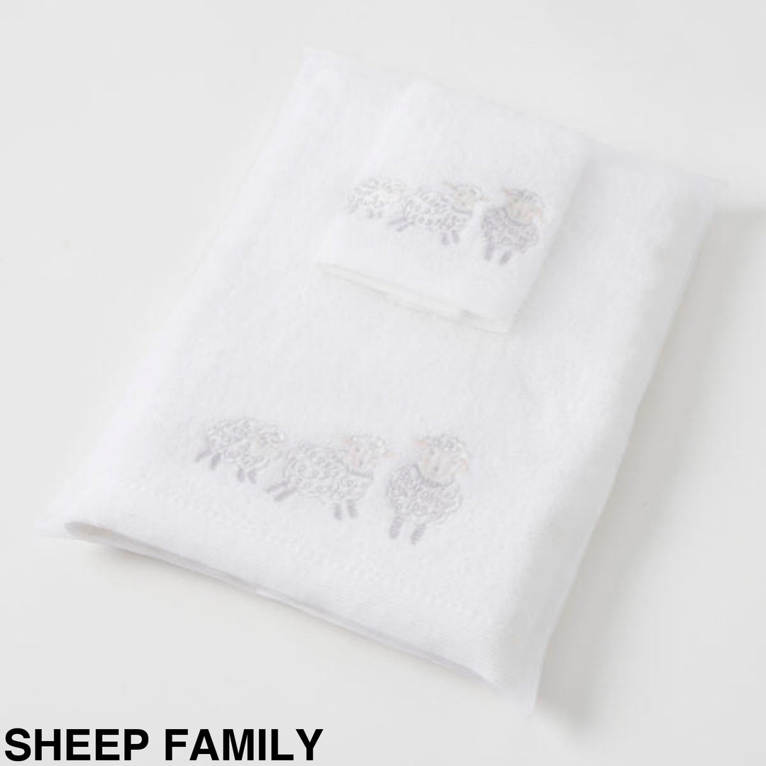 Jiggle & Giggle Embroidered Baby Towel Face Washer Gift Set Sheep Family