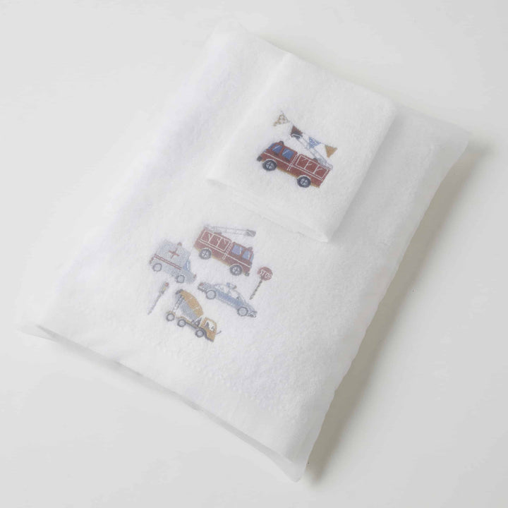 Embroidered Baby Towel & Face Washer Gift Set Transport