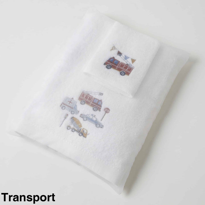 Embroidered Baby Towel & Face Washer Gift Set Transport