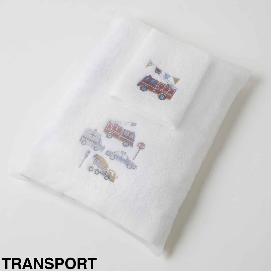Embroidered Baby Towel & Face Washer Gift Set Transport
