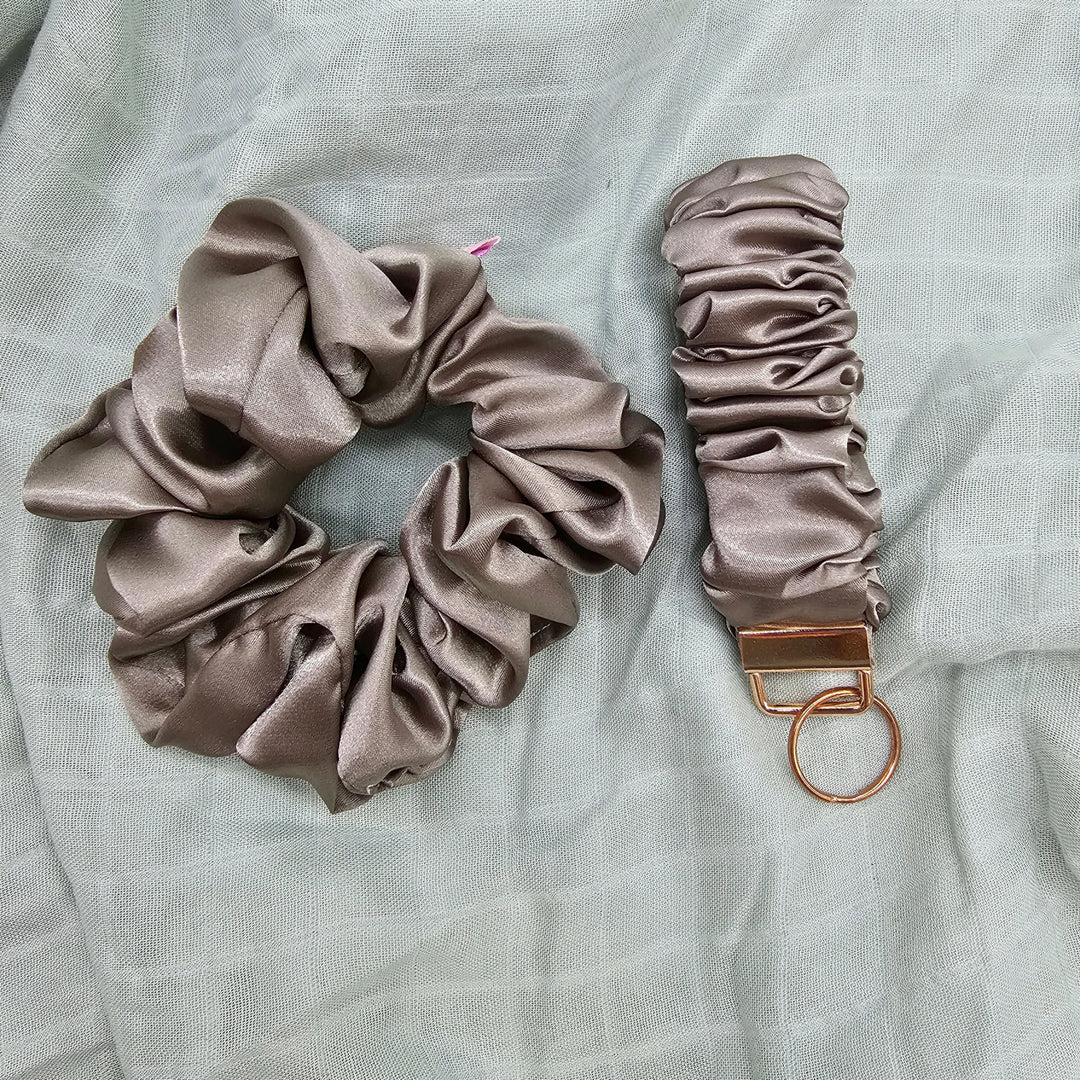 Key Wristlet & Hair Scrunchie Brown