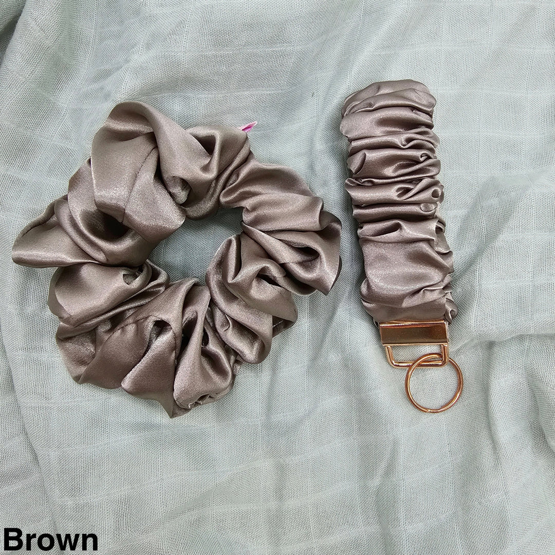 Key Wristlet & Hair Scrunchie Brown
