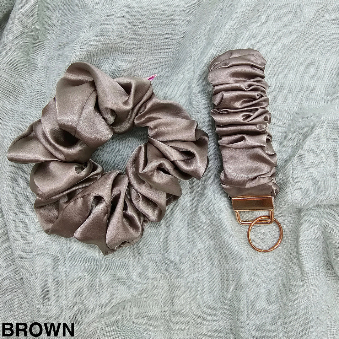 Key Wristlet & Hair Scrunchie Brown