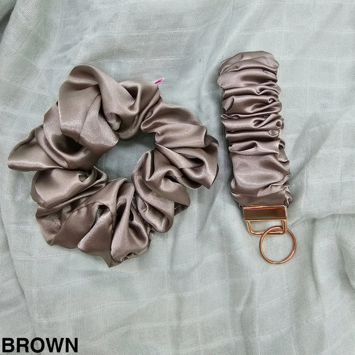 Key Wristlet & Hair Scrunchie Brown