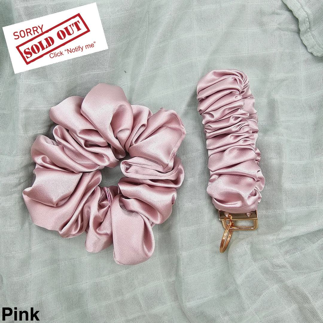 Key Wristlet & Hair Scrunchie Pink