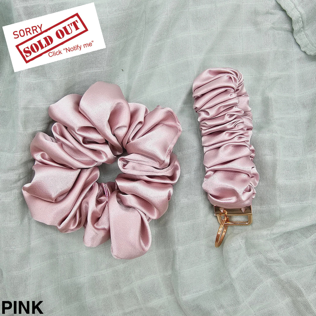 Key Wristlet & Hair Scrunchie Pink