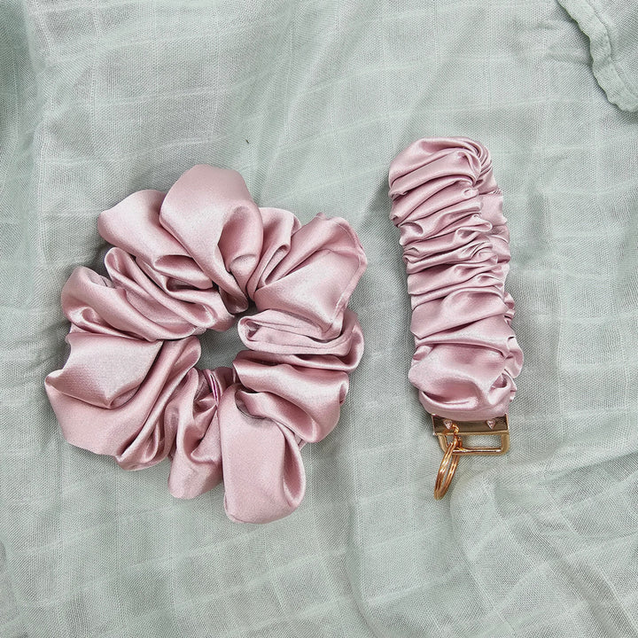 Key Wristlet & Hair Scrunchie Pink