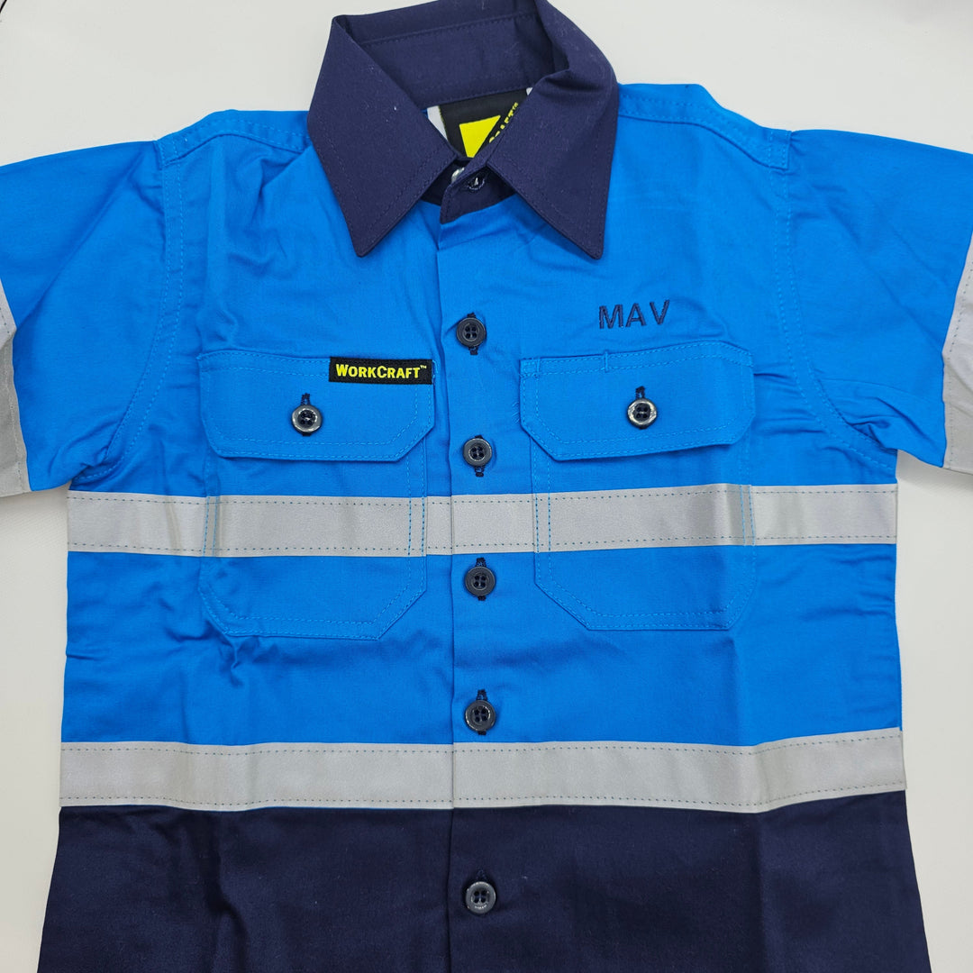 Kids Blue Hivis Reflective Workshirt Clothing