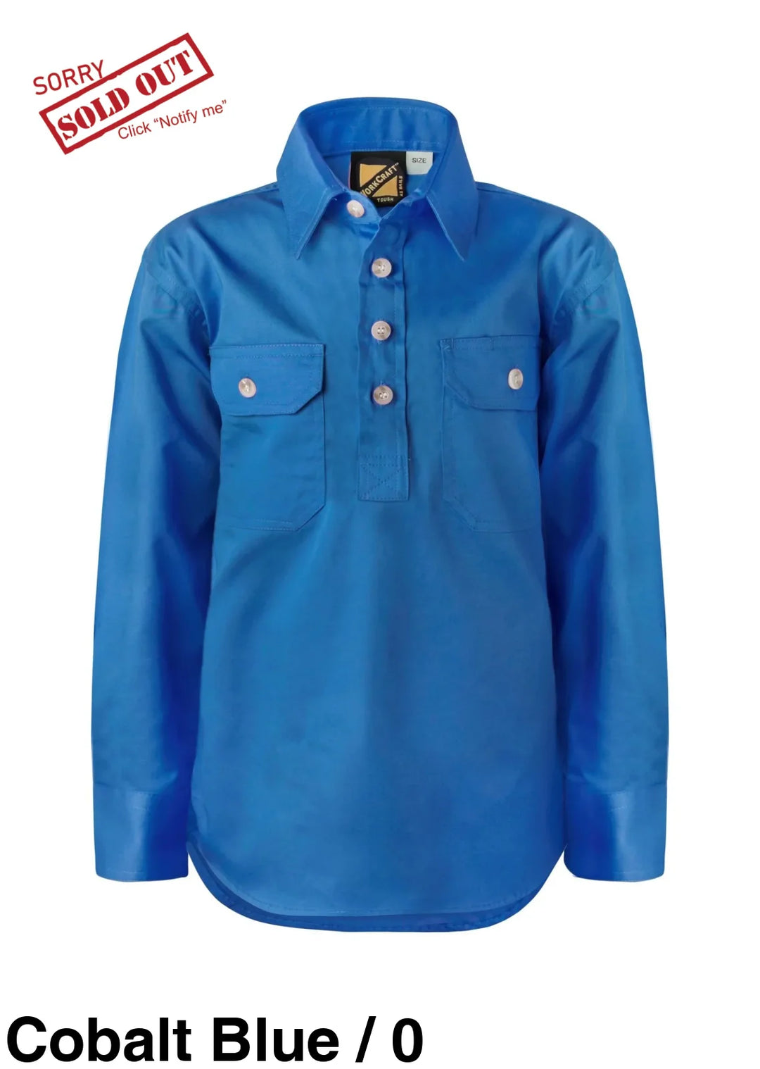 Kids Closed Front Cotton Shirt Cobalt Blue
