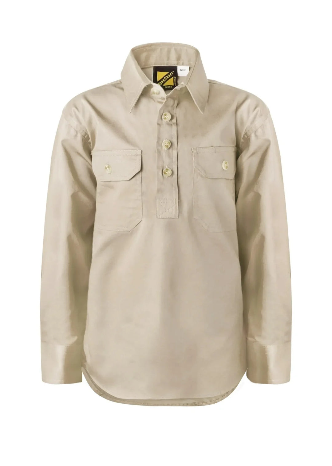 Kids Closed Front Cotton Shirt Cream