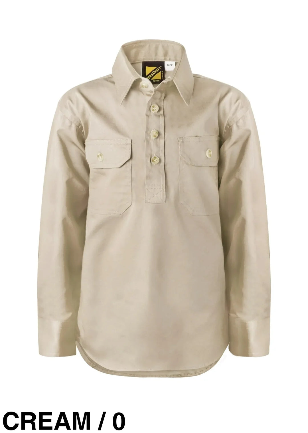 Kids Closed Front Cotton Shirt Cream