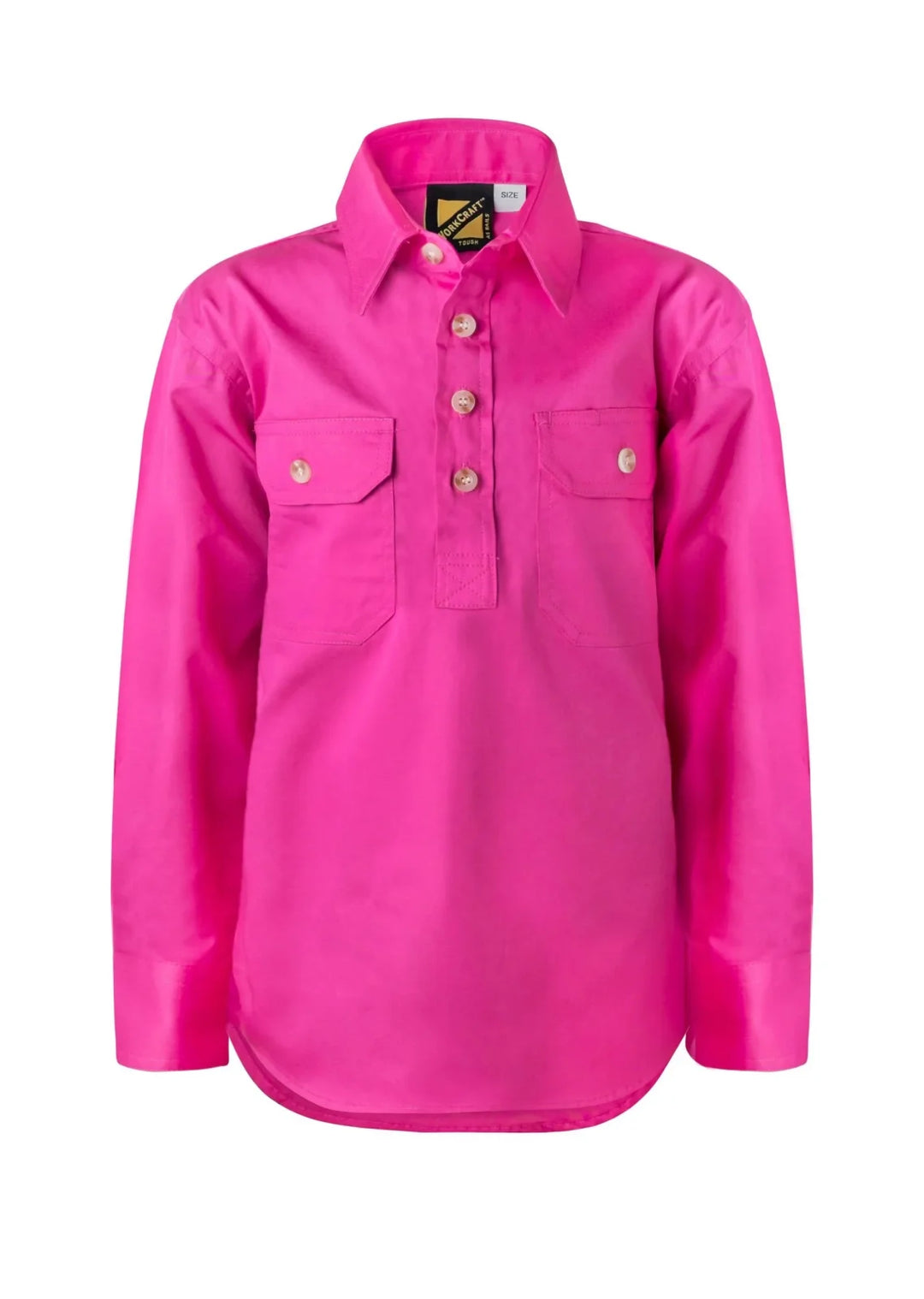 Kids Closed Front Cotton Shirt Pink