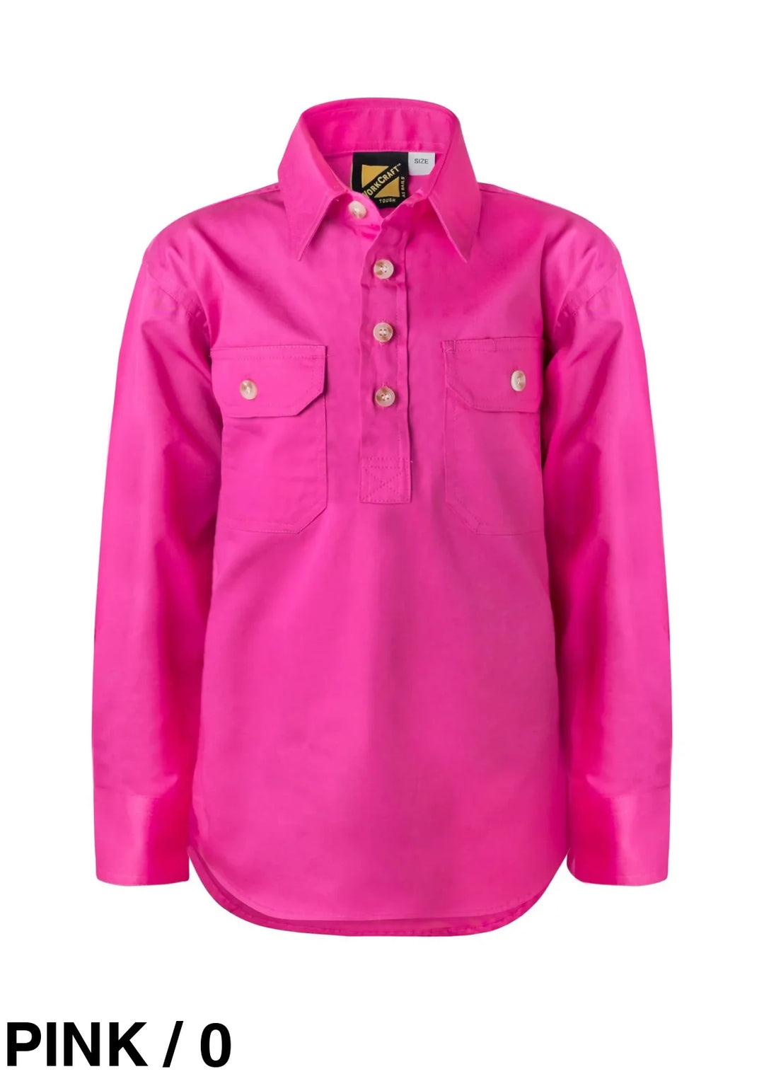 Kids Closed Front Cotton Shirt Pink