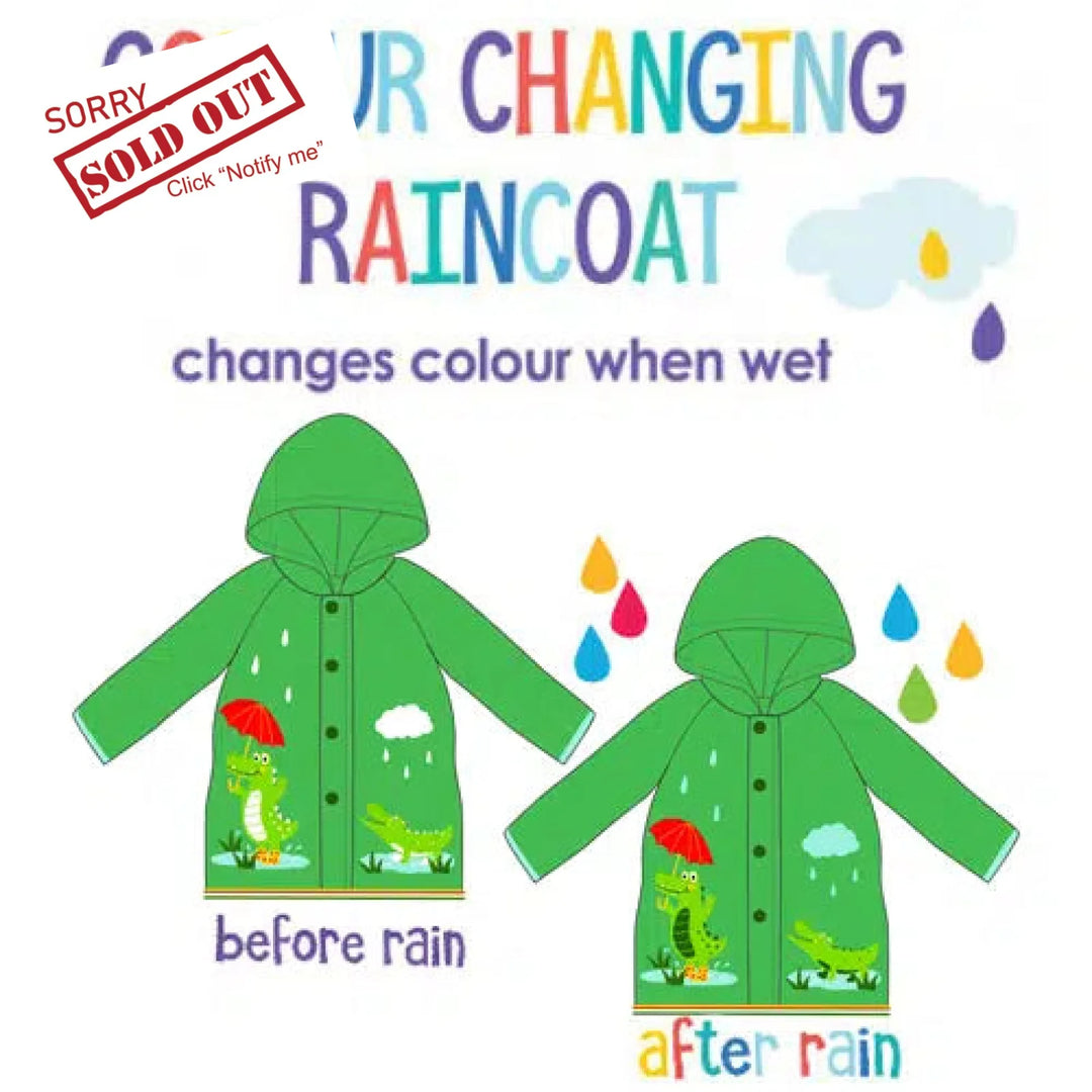 Kids Colour Changing Raincoat Crocodile- Age 2-4