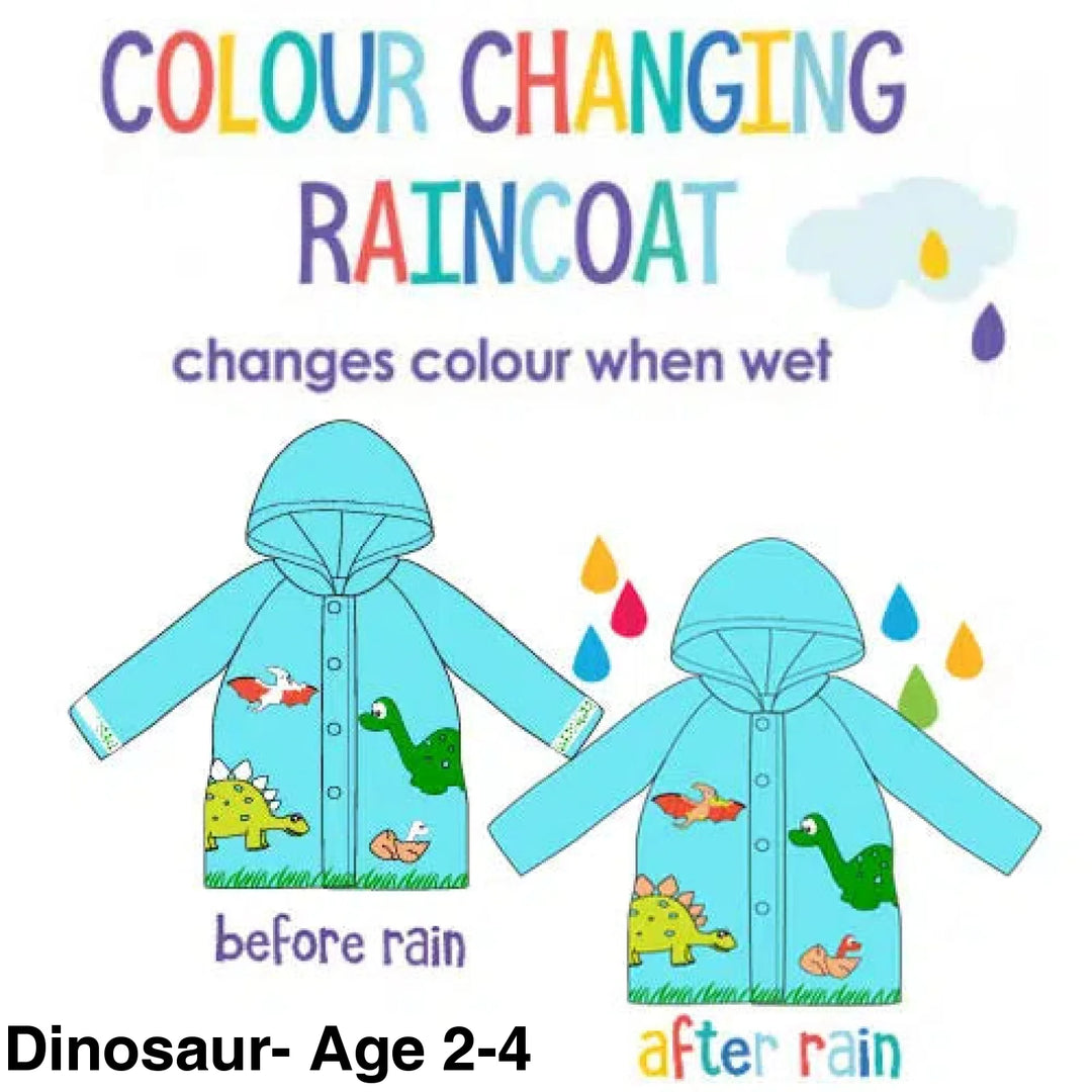 Kids Colour Changing Raincoat Dinosaur- Age 2-4